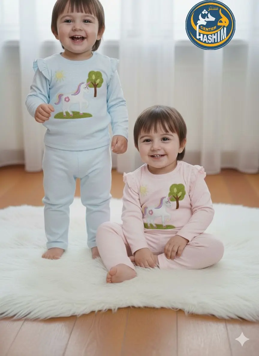 (العربية) بيجامة قطن حصان وشجرة شمس منقط <span class=