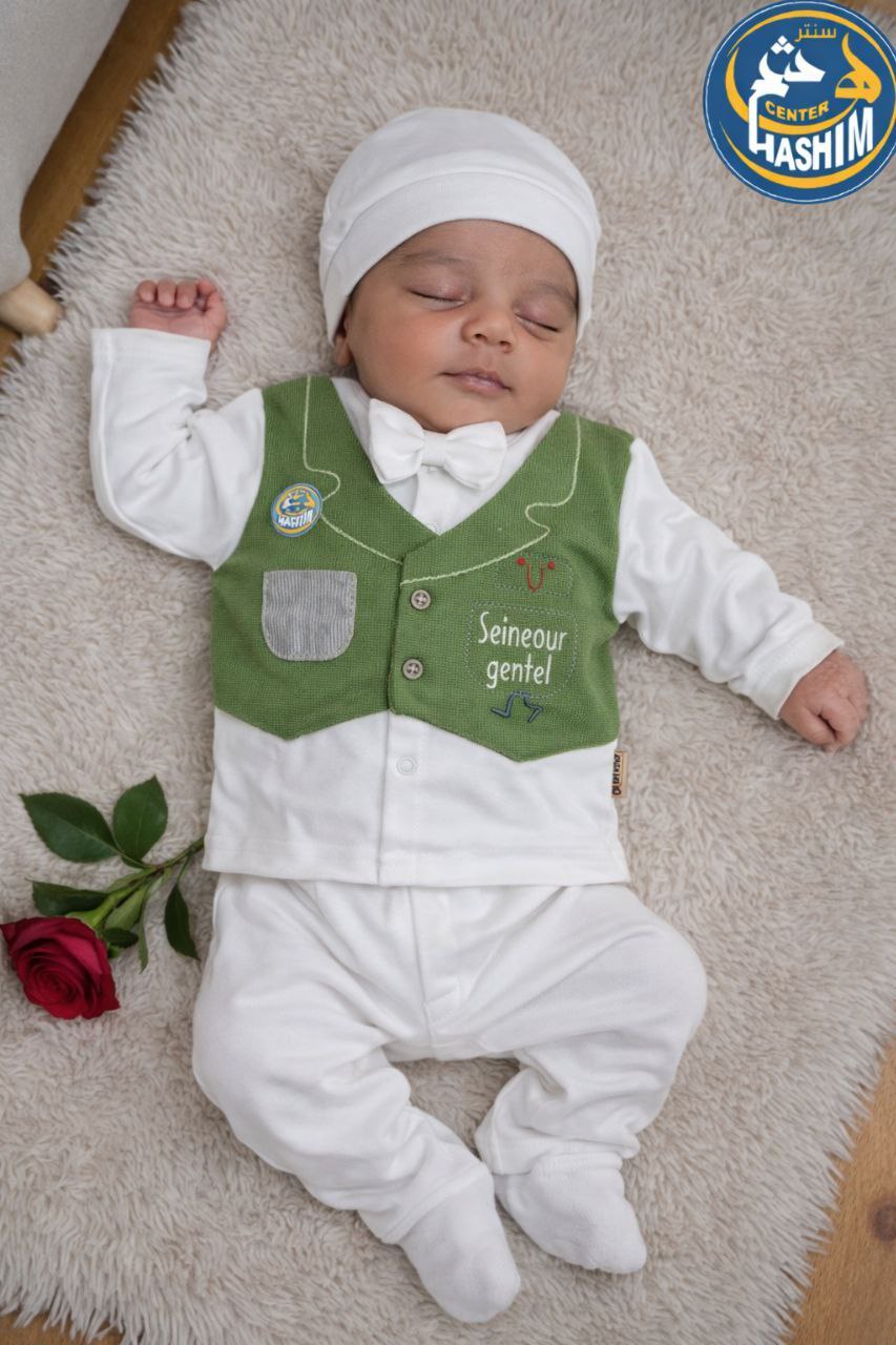 طقم سبوع 3ق بيبيونه وجيب <span class=