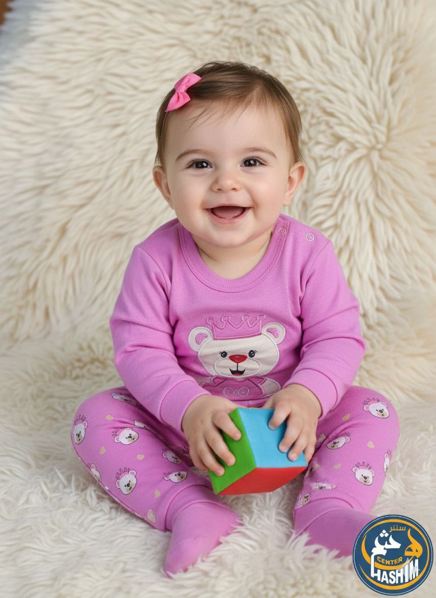 بيجامه كم تطريز عروسه تاج <span class=