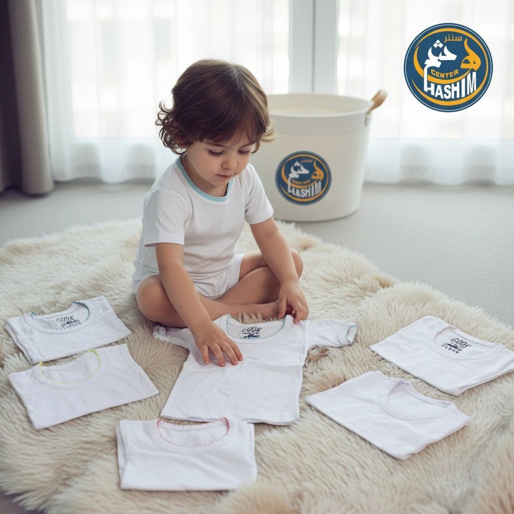 فانله ابيض نص كم الباك 6قطع <span class=